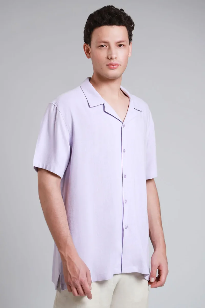 Camisa Mezcla De Lino Manga Corta - Imagen 2