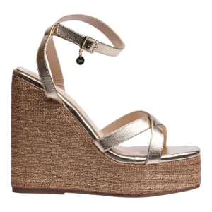Sandalia Cuña Para Mujer Lob Footwear Pu Oro 92605021