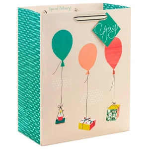 Bolsa de regalo grande con globos y regalos, 13"