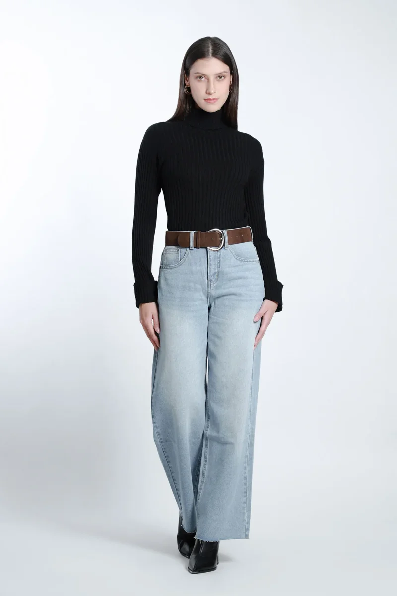 Jeans Denim Culotte con Cinto