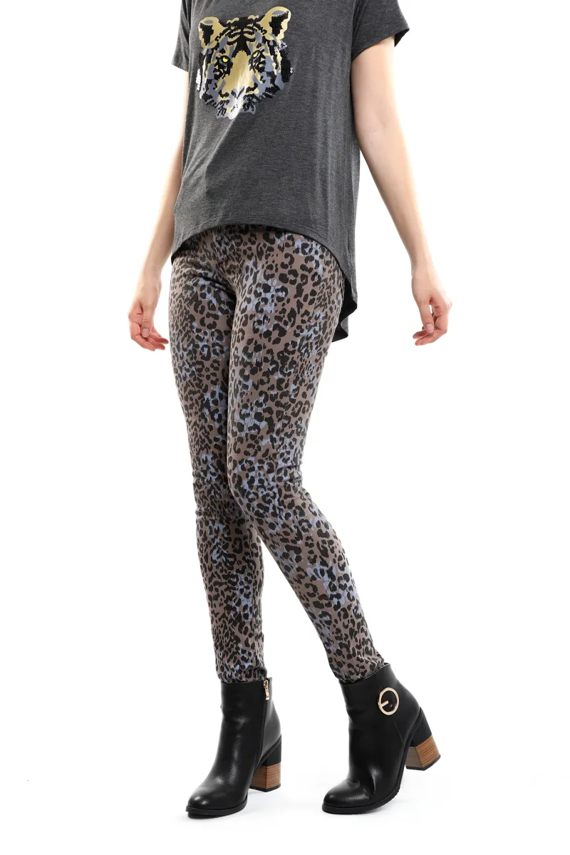 Pantalón Gabardina Animal Print Corte Skinny - Imagen 3