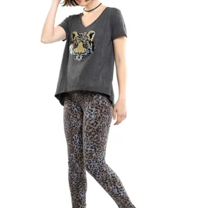 Pantalón Gabardina Animal Print Corte Skinny