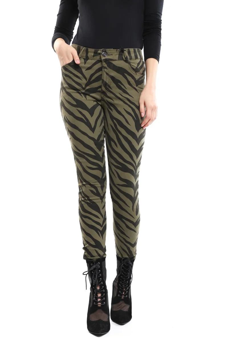 Pantalón Gabardina Estampado Corte Skinny - Imagen 3