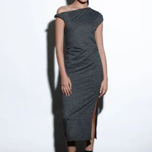 Vestido Midi Asimétrico Con Abertura