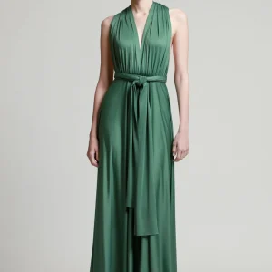 Vestido Fiesta Maxi Multiformas Verde Oscuro