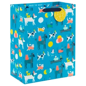Bolsa de regalo grande "Mascotas fiesteras", 13"
