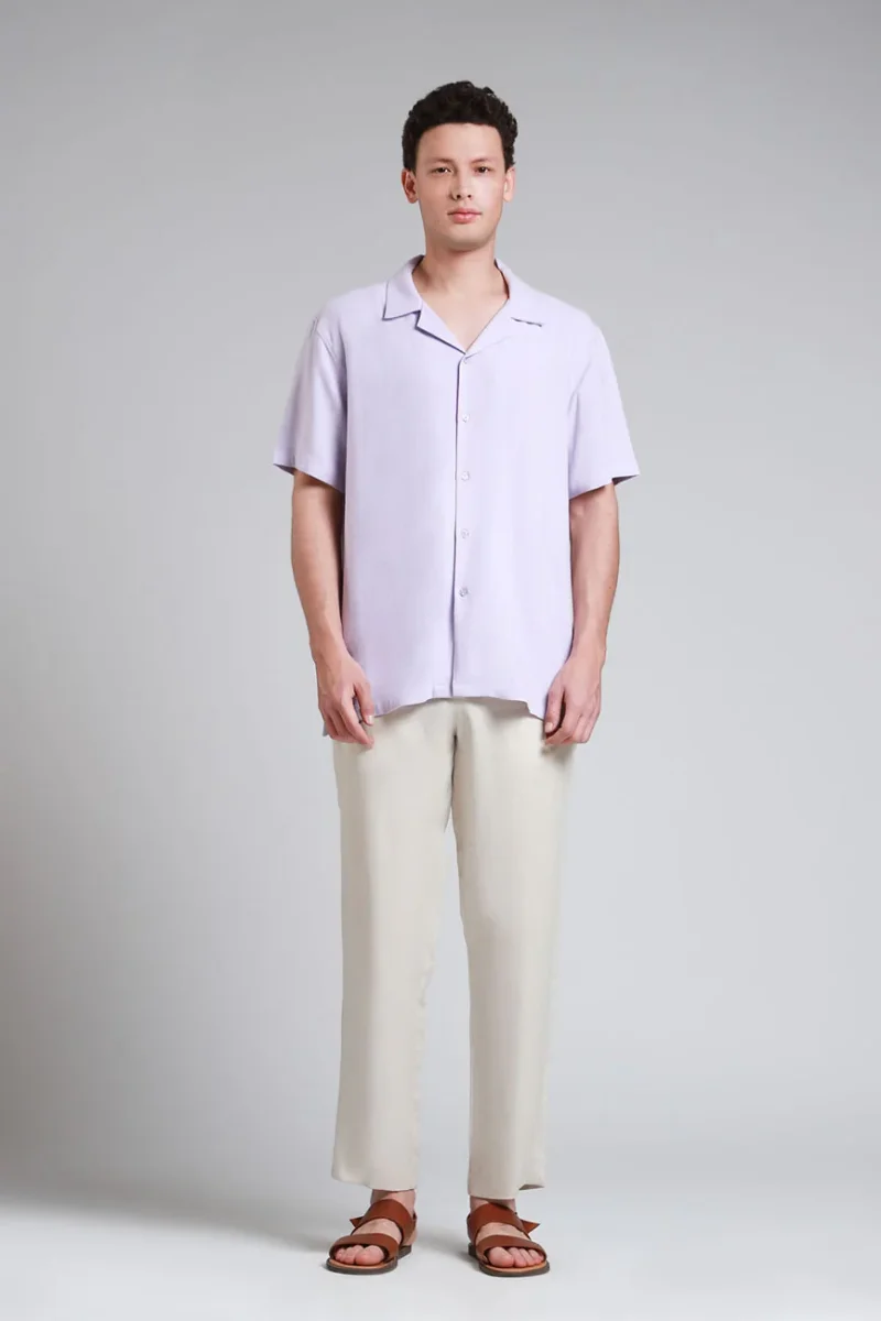 Camisa Mezcla De Lino Manga Corta - Imagen 3