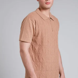 Playera Polo Tejida Cierre En Escote
