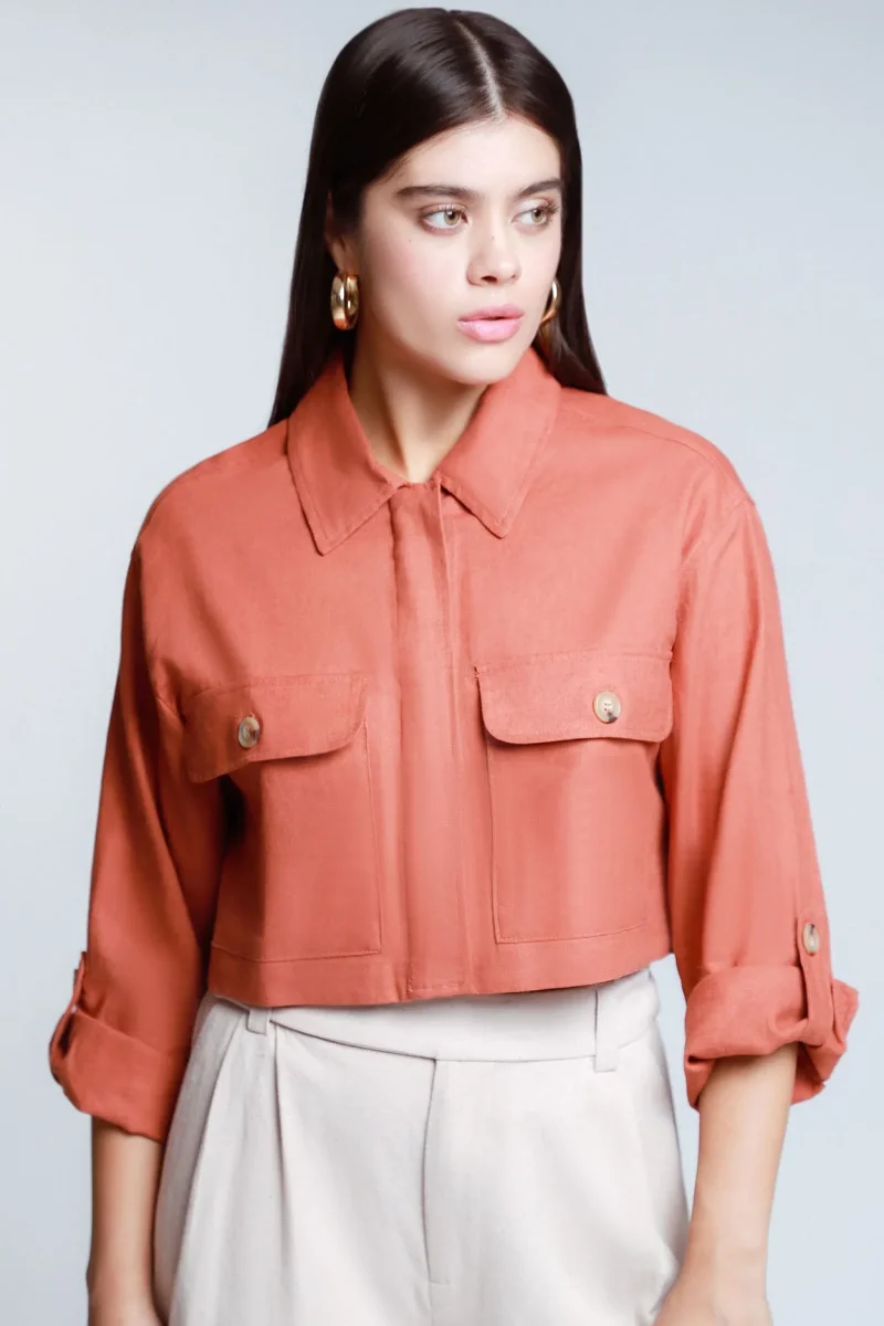Chamarra Crop Lino - Imagen 5