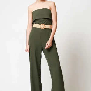 Jumpsuit Strapless Wide Leg Con Cinto