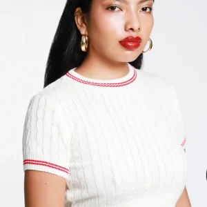 Blusa Manga Corta Tejido Trenzado